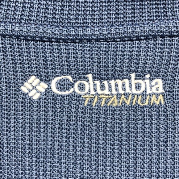 Columbia Titanium periwinkle blue coral trim waffle knit zippered jacket LG - Picture 13 of 16